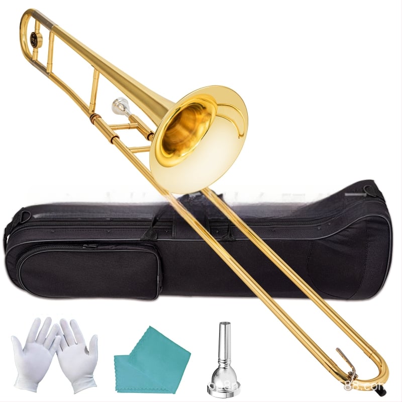 ADDIE алто тромбон за начинаещи, тоналност E-flat до B-flat, среден регистър E-down, лаково златно покритие