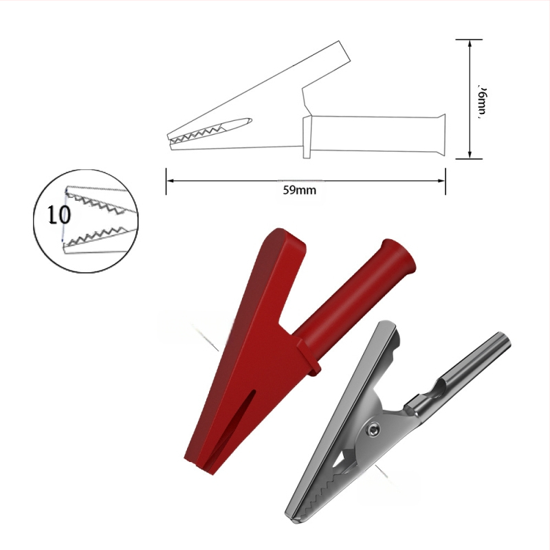 35-dielny set testovacích vodičov s aligátor klipsami a testovacími ihlami v plastovom puzdre; izolačný materiál: PVC/PA/meď/nerezová oceľ