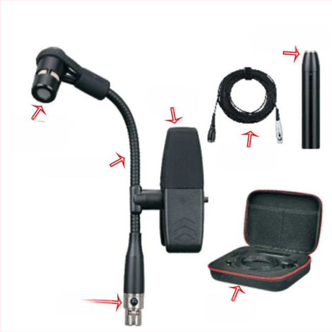 Ασύρματο μικρόφωνο μουσικών οργάνων συμπυκνωτή για σαξοφόνο, κόρνο και τρομπέτα — Dr.MIC/teacher Mai; καρδιακού τύπου κατευθυντικότητα; αναλογία σήματος προς θόρυβο ≥85 dB