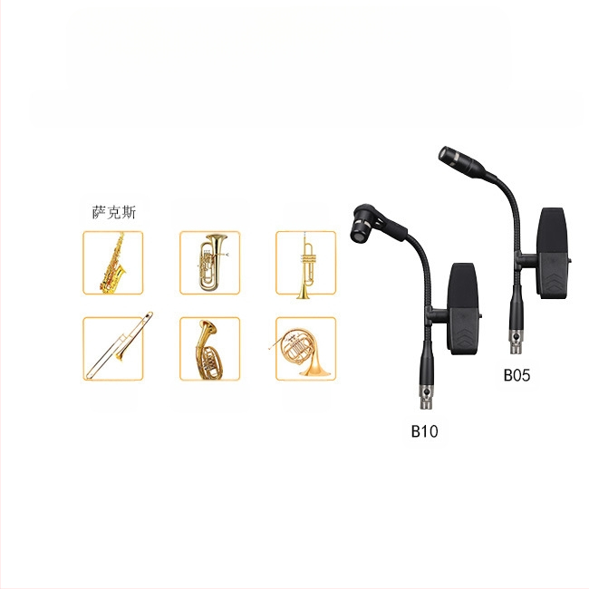Ασύρματο μικρόφωνο μουσικών οργάνων συμπυκνωτή για σαξοφόνο, κόρνο και τρομπέτα — Dr.MIC/teacher Mai; καρδιακού τύπου κατευθυντικότητα; αναλογία σήματος προς θόρυβο ≥85 dB