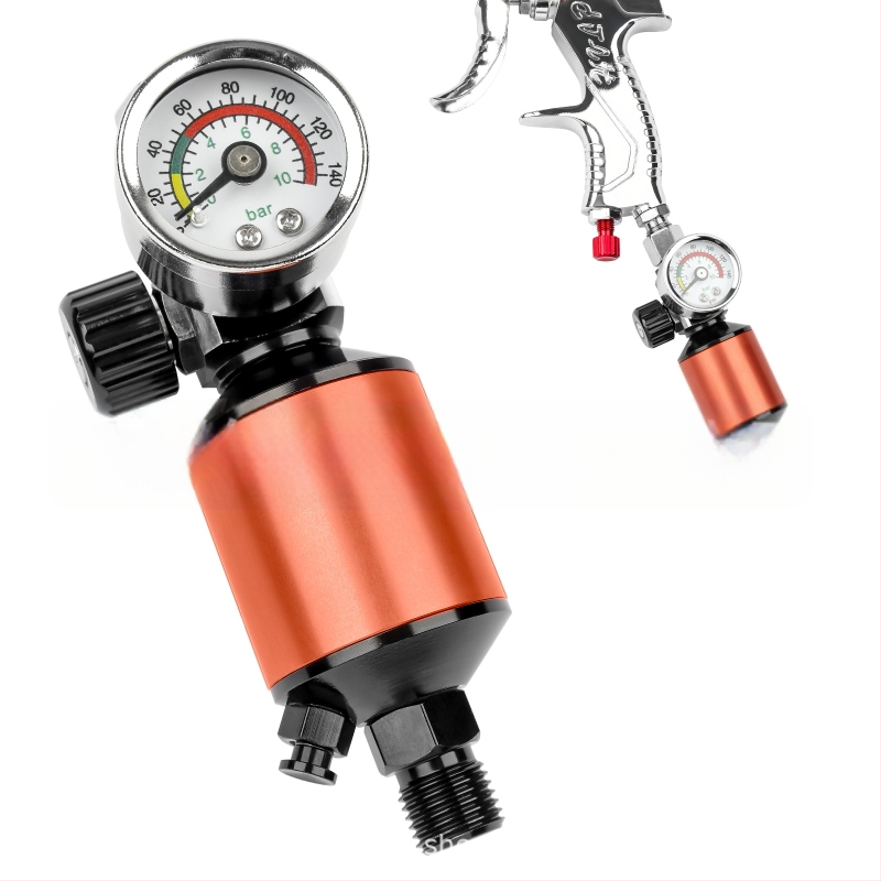 Purškimo pistoleto slėgio reguliatorius su alyvos-vandens atskyrėju ir oro filtru, svoris 0,2 kg