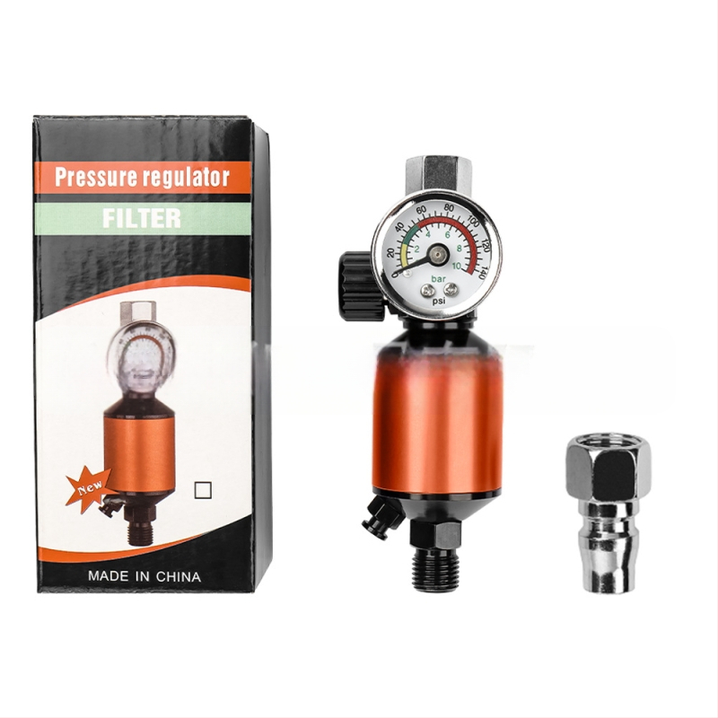 Purškimo pistoleto slėgio reguliatorius su alyvos-vandens atskyrėju ir oro filtru, svoris 0,2 kg