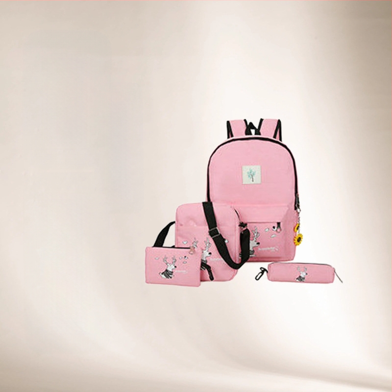 Batoh s japonským motívom srny, roztomilý kreslený dizajn, kapacita 20–35 l, polyesterová látka, kapsa na notebook