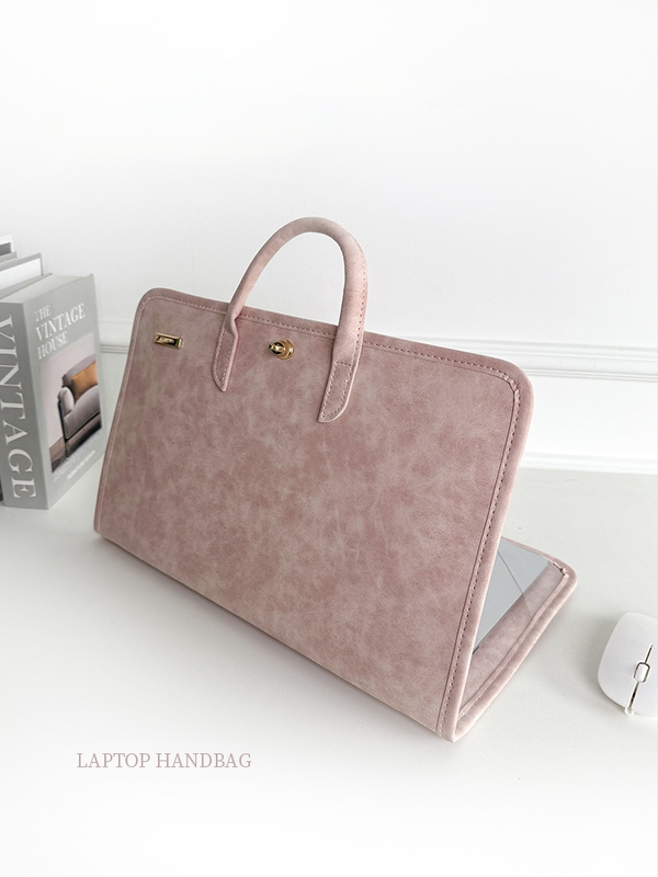 Nešiojamojo kompiuterio apsauginė dėžė ir rankinė — kvėpuojanti, itin lengva PU medžiaga, vieno tono raštas, moterims