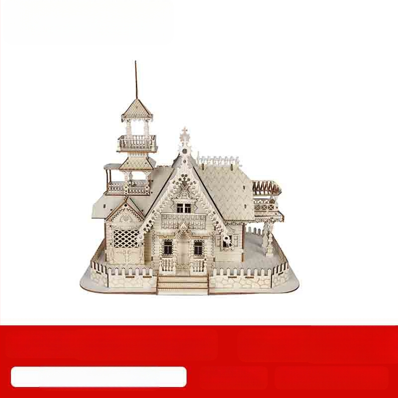 3D medinis dėlionės rinkinys – vilos modelis, amžiaus 7–14 metų, STEM švietimo žaislas