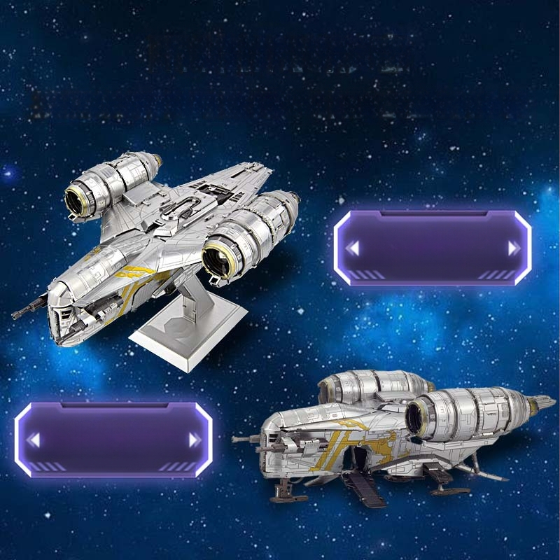 Razor Crest Mandalorian vozilo – Metalni DIY 3D puzzle Genus, za uzrast 15–35