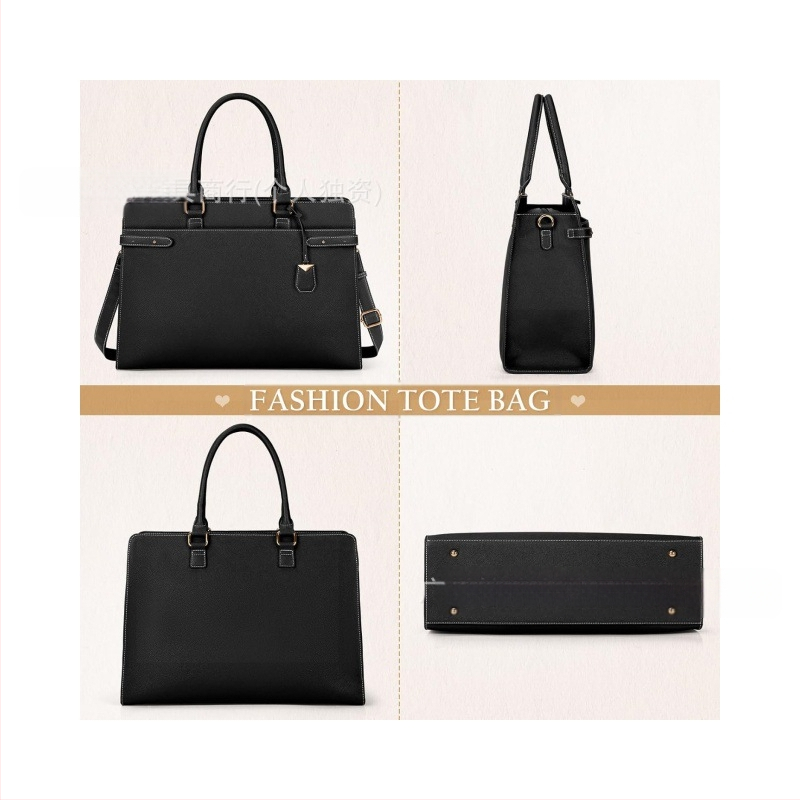 Moteriška PU nešiojamojo kompiuterio rankinė — patvari, ištempiama, daugiafunkcinė, didelė talpa, pečių biuro krepšys su PU pamušalu (Pavasaris 2024)