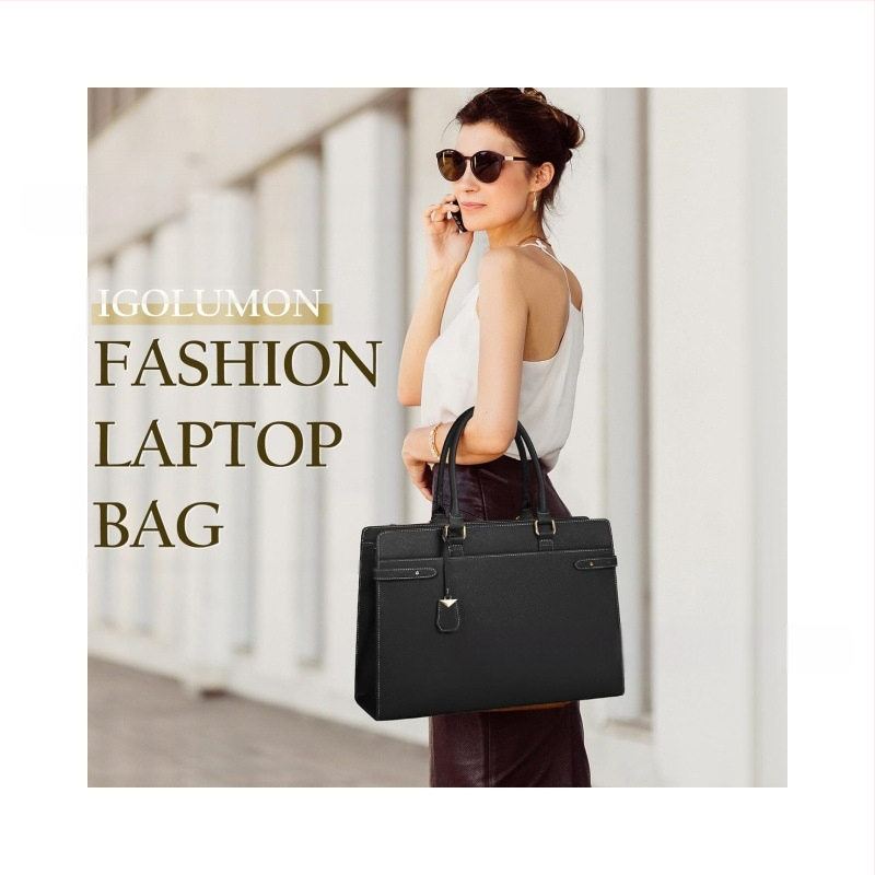 Moteriška PU nešiojamojo kompiuterio rankinė — patvari, ištempiama, daugiafunkcinė, didelė talpa, pečių biuro krepšys su PU pamušalu (Pavasaris 2024)