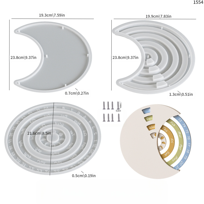 Poppy силиконова форма за гипс и смоли, полумесец, за DIY украси