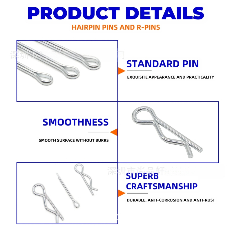 Комплект разделителни щифтове, 458 броя, прави и R-образни, от неръждаема стомана и галванизирана стомана, Shangpinxuan GB97