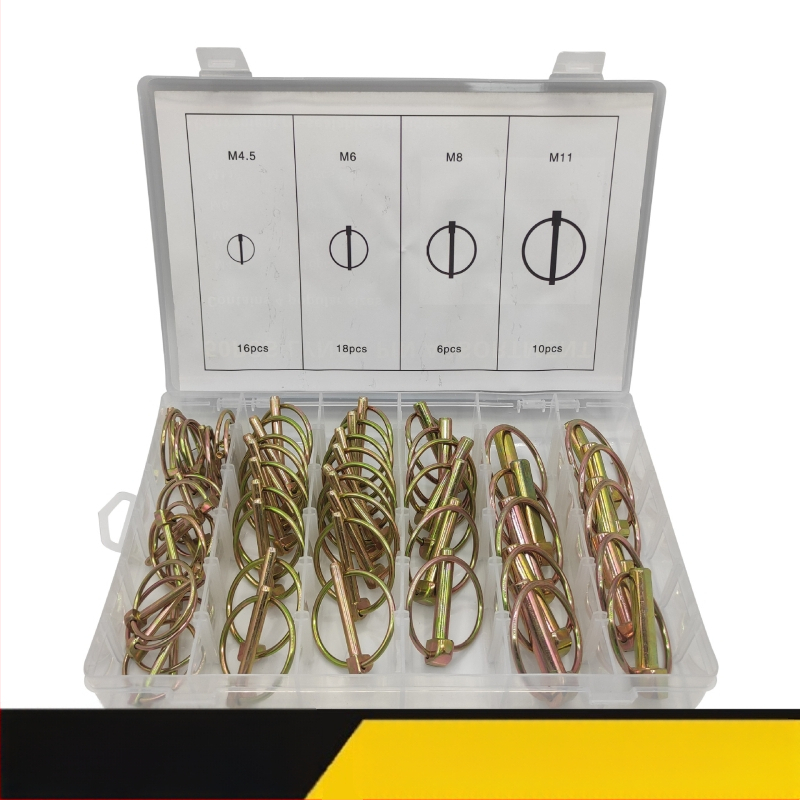 50 броя комплект кръгли щифтове: предпазни, пружинни, позициониращи, бързозаключващи и заключващи щифтове; метално покритие