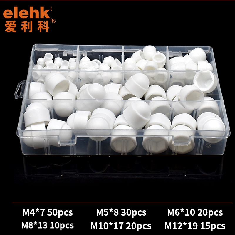 Plastikiniai dulkių dangteliai šešiakampėms varžtams, rinkinys 145 vnt., mažoje dėžutėje