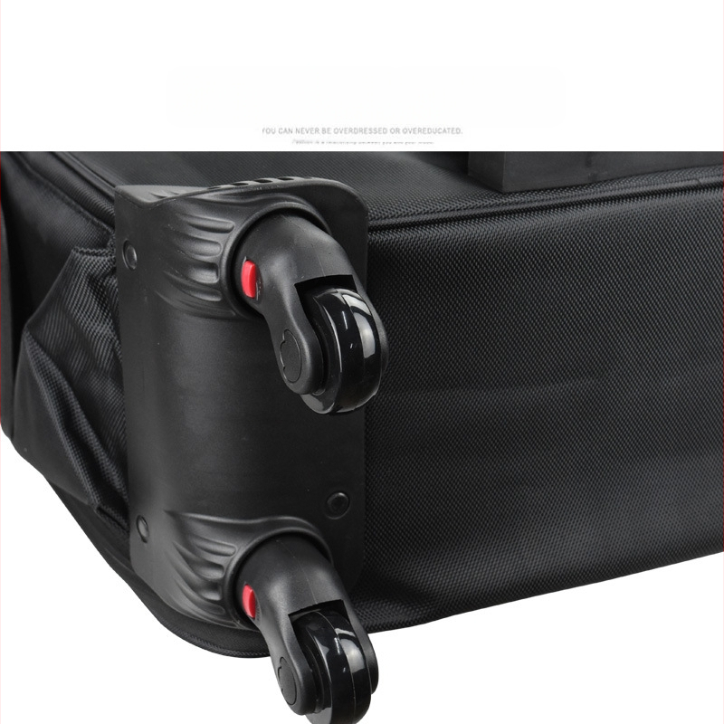 Geantă de machiaj pe roți, cu tijă de tragere, material Oxford, roți universale, închidere cu fermoar