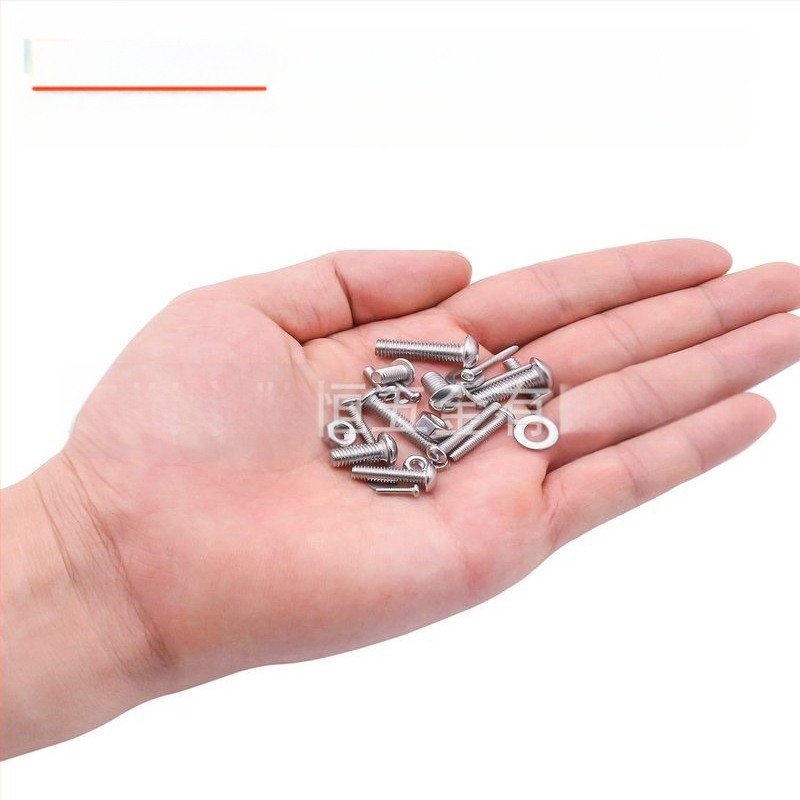 1220 τεμ. από ανοξείδωτο ατσάλι 304: βίδες με κυκλική κεφαλή και εσωτερικό εξάγωνο, γείωμα και επίπεδες φλάντζες, σε κουτί. Πρότυπο A2-7380-35; Μάρκα Jing Heng