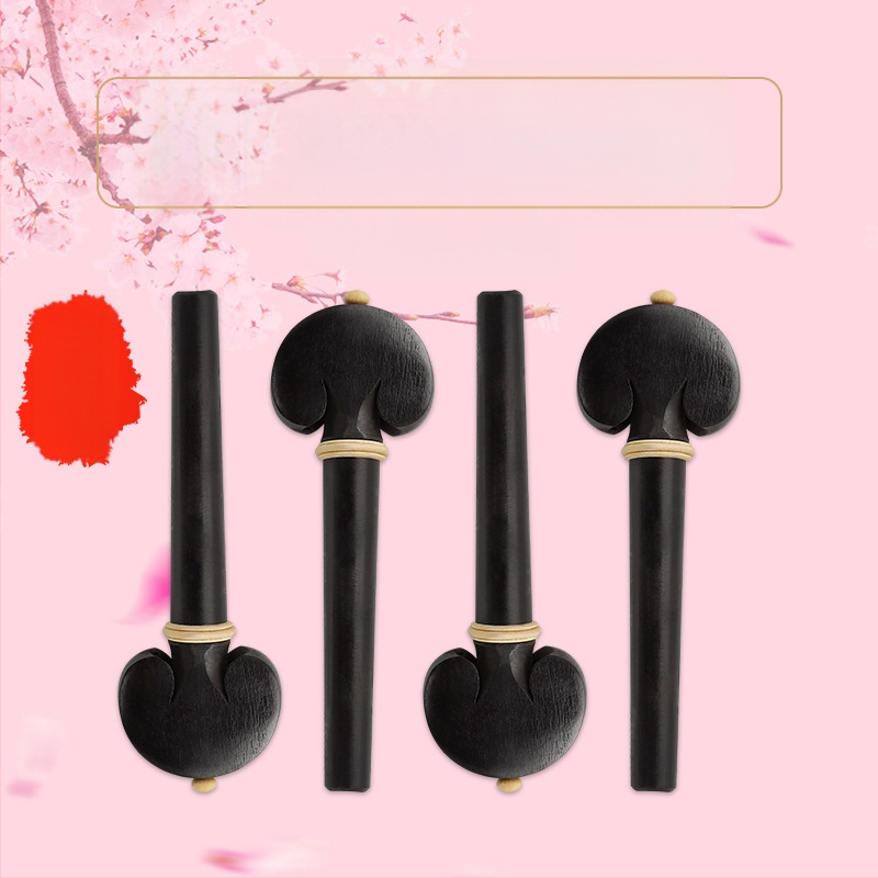 Juodmedžio čellui stygų kaiščiai, modelis CL-60, keturių dalių rinkinys, pakuotė plokštelės tipo