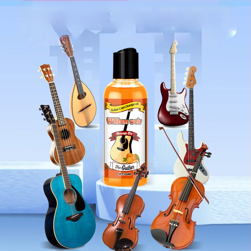 Muzikos instrumentų priežiūros aliejus ir valiklis gitaroms, smuikui, erhu ir fortepijonui – prieš įtrūkimus; grynoji masė 0,15 kg • pakuotė 100 vnt • licencijuota privataus prekinio ženklo etiketė