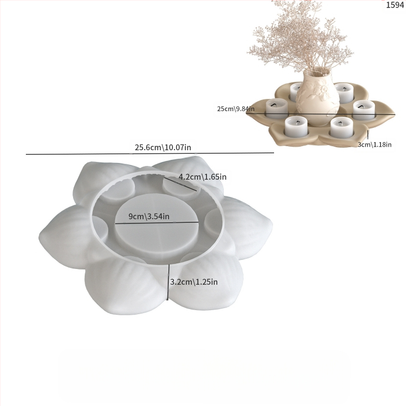 Lotoso gėlių aromaterapijos žvakidė su silikono forma, DIY, nereguliarus kontūras
