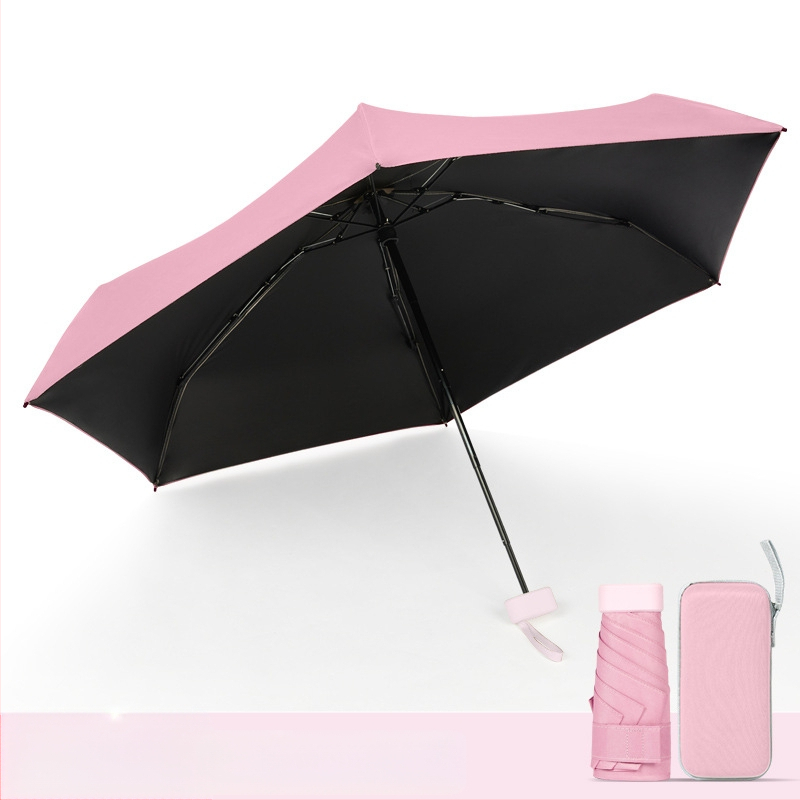 Kapsulinio tipo skėtis moterims, 6 rėmų, 210T audinys, UPF >40, rankinis atidarymas‑uždarymas, svoris 220 g