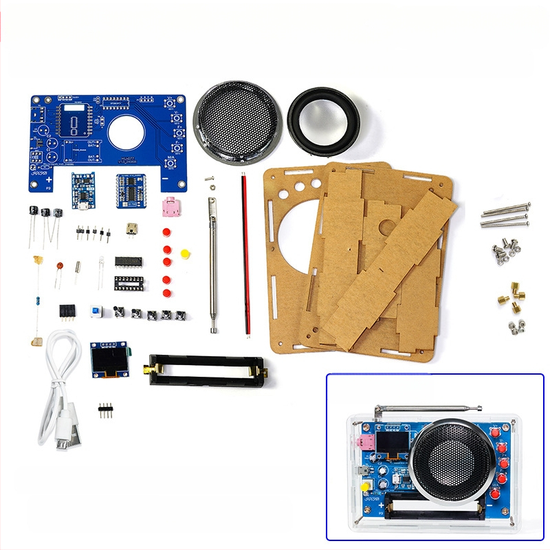 Kiti za sastavljanje radija s OLED zaslonom – ponovno punjivi FM sklop za DIY projekte