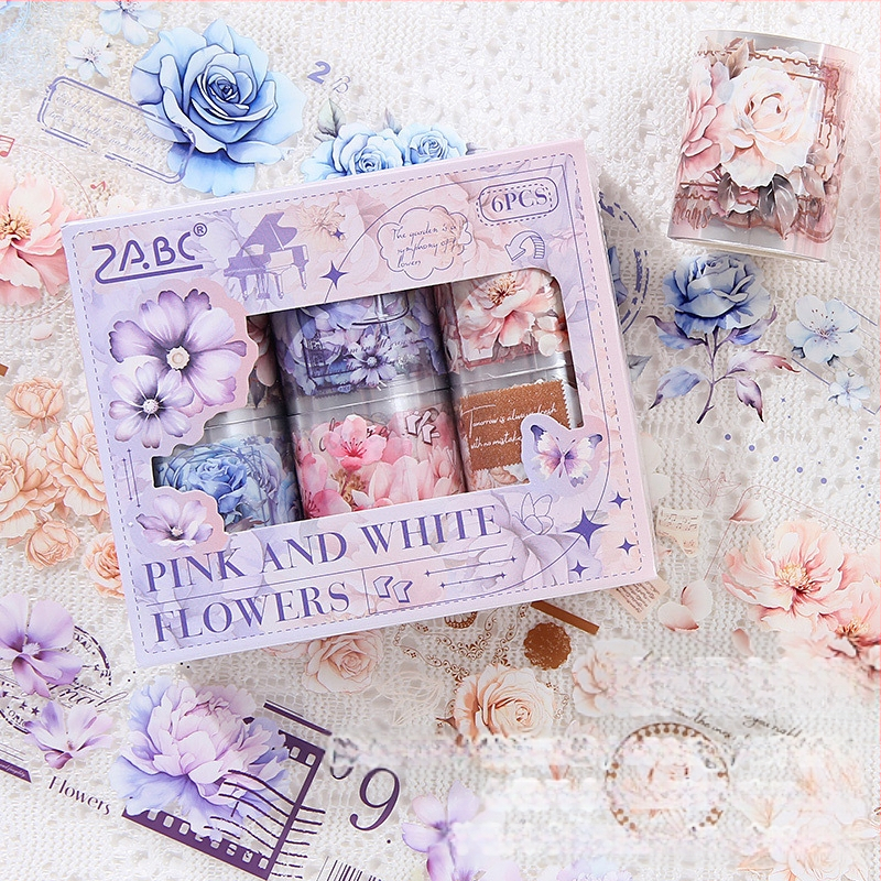 Σετ PET ταινιών για DIY ημερολόγιο με ρομαντικά φλοράλ σχέδια και διακοσμητικά τοπία (Υλικό: PET; Τεχνική: Εκτύπωση; Μάρκα: Other; IP: Μη εξουσιοδοτημένο)