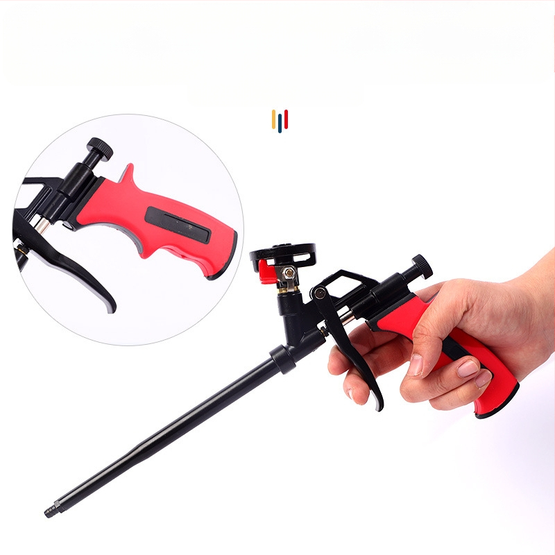 PTFE пистолет за пяна с превключвател и медна глава за полиуретанова пяна и уплътнител; макс налягане 200, макс поток 0,5, оптимално разстояние на пръскане 1000, материал: сплави/желязо/мед