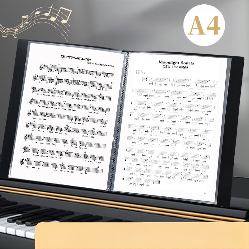 Папка за нотни партитури с прозрачно вътрешно джобче и водоустойчив документ пакет; покрита хартия, дебелина 0,55 мм, 20/30/40 страници