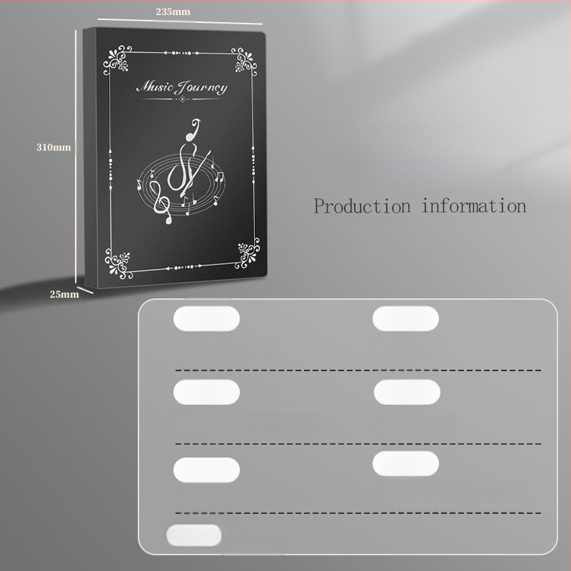 Папка за нотни партитури с прозрачно вътрешно джобче и водоустойчив документ пакет; покрита хартия, дебелина 0,55 мм, 20/30/40 страници