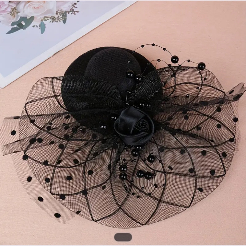 Аксесоар за глава от мрежеста материя, булчински воал, ръчна изработка, щипка за коса тип duckbill, винтидж стил Републиканска Китайска епоха