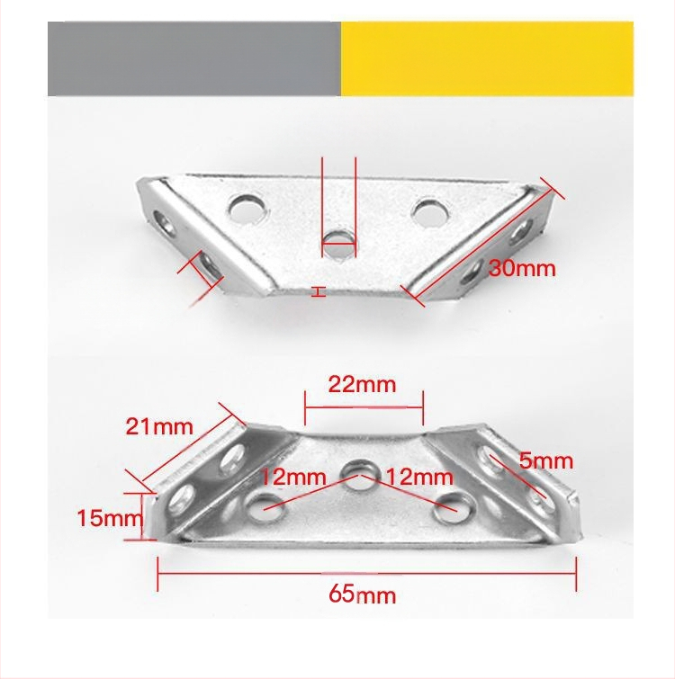 Nerđajući čelični kutni nosač za ormariće, trostruki 90° fiksni, model 020, za namještaj i police, moderni minimalistički stil
