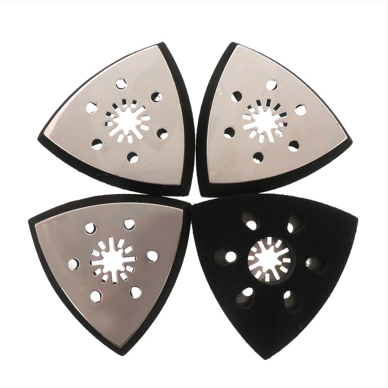 Trikampis nerūdijančio plieno šlifavimo diskas su 6 skylėmis ir centrine anga su dantimis