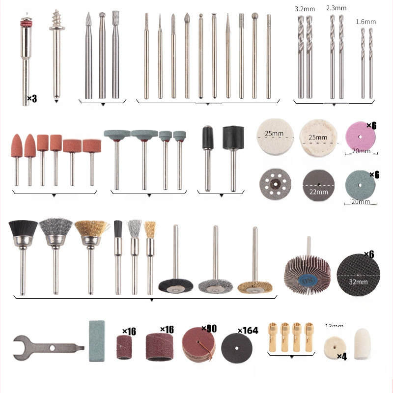 Šlifavimo ir poliravimo rinkinys, 365 dalys, deimantiniai šlifavimo priedai jadų karvimo ir DIY įrankiams, poliravimo galvutė (365 dalys; deimantas; suderinama su tiesiąja freza, rankine freza ir elektriniu grąžtu; pritaikymas prieinama)