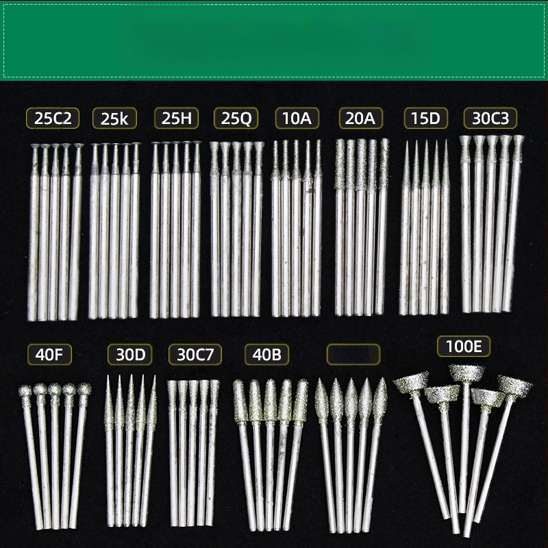 Jado karpymo įrankių rinkinys su deimantinėmis galvutėmis | Prekės ženklas Ming Hao; Modelis: Carving needle suit; Medžiaga: Deimantas; Pritaikymas: Nefrito karpymas