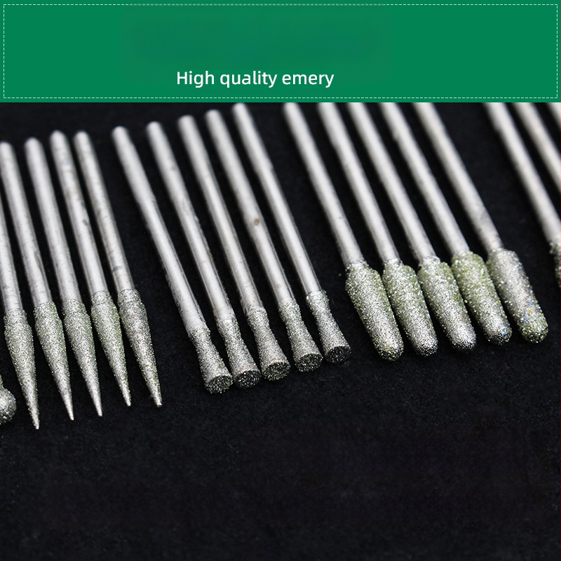 Jado karpymo įrankių rinkinys su deimantinėmis galvutėmis | Prekės ženklas Ming Hao; Modelis: Carving needle suit; Medžiaga: Deimantas; Pritaikymas: Nefrito karpymas