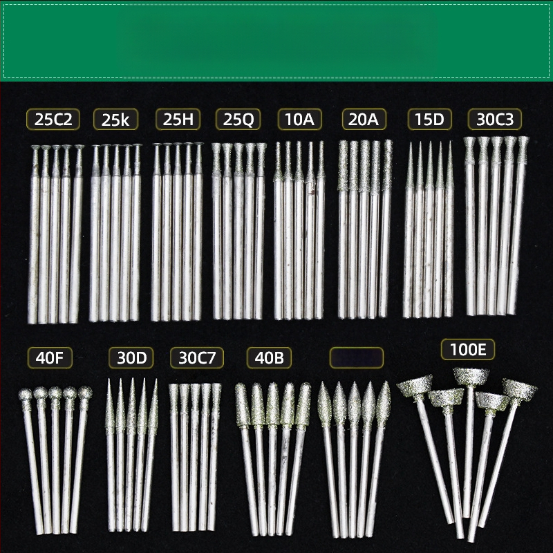 Jado karpymo įrankių rinkinys su deimantinėmis galvutėmis | Prekės ženklas Ming Hao; Modelis: Carving needle suit; Medžiaga: Deimantas; Pritaikymas: Nefrito karpymas