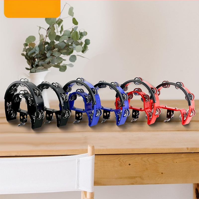 Orff perkusija: rankinis varpelis su klipu ir išplečiamu laikikliu būgnų komplektui, plastmasinis korpusas, tinka 4–6 metų vaikams