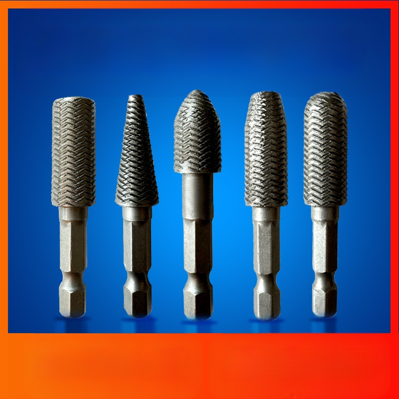 Medžio darbams skirtas pasukamų failų rinkinys su šešiakampiu rankena, anglies plienas, Hongtai 00000, 5 vnt.