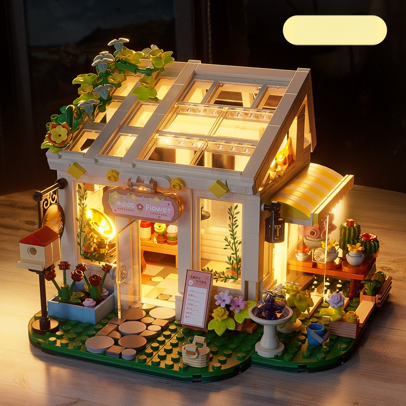 ABS plastiko konstrukcijų rinkinys – Saulėtas gėlių namas dizainas – LEGO suderinamas – 800+ detalės