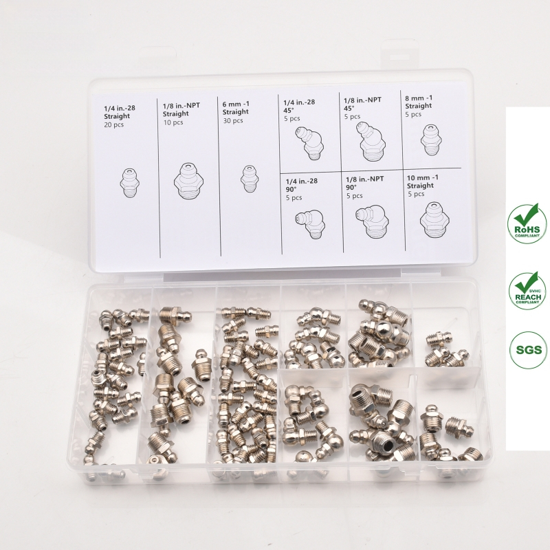 QP93 Σετ νικελιωμένων ακροφυσίων λίπανσης, 90 τεμάχια, χειροκίνητο