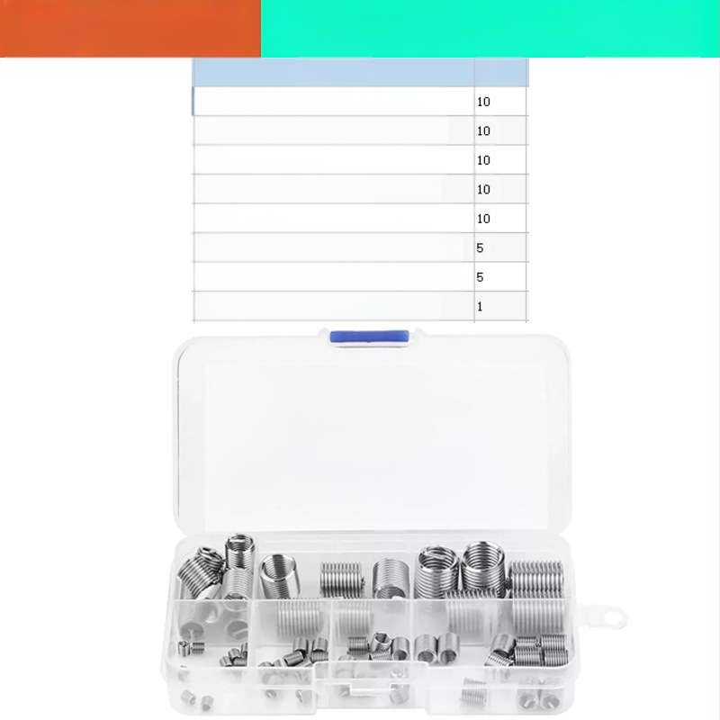 60 vienetų dėžutėje: nerūdijančiojo plieno sriegio įvyniojimai remontui, M3–M12