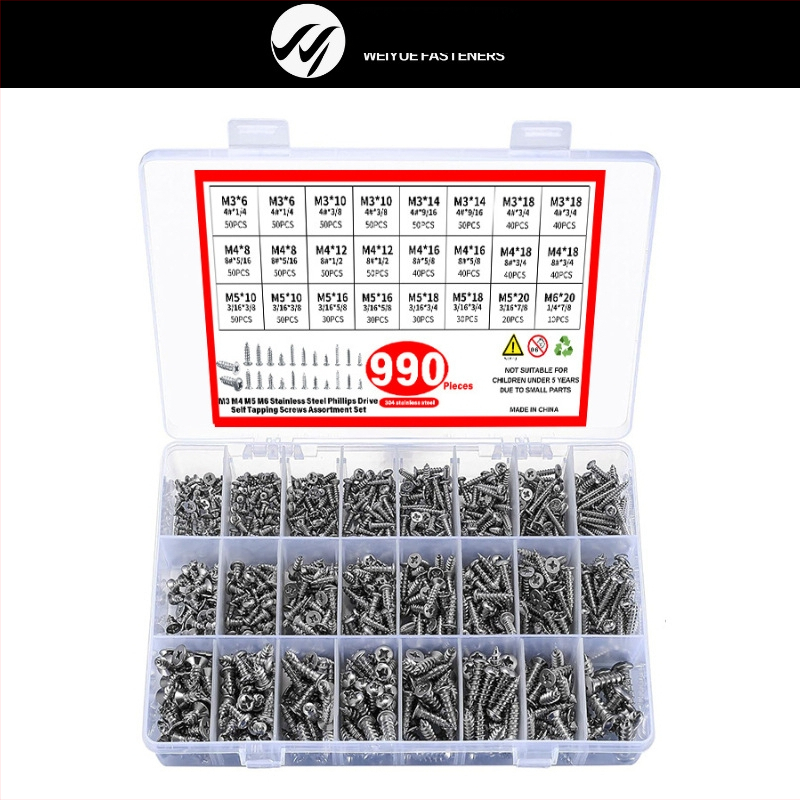 990 бр. самонарезни винтове с кръстосана глава и жлеб, 304 неръждаема стомана, GB845/GB846