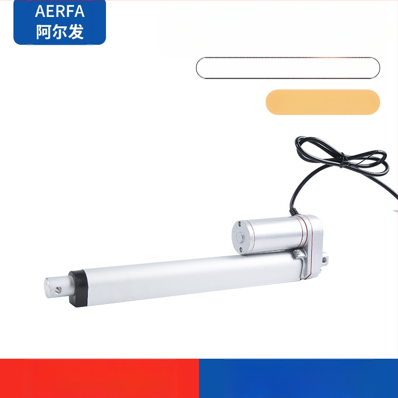 Електрически линейен задвижващ механизъм с напрежение 24 V DC, ход 100 мм, тласкаща сила 1500 N и скорост 5 мм/с.