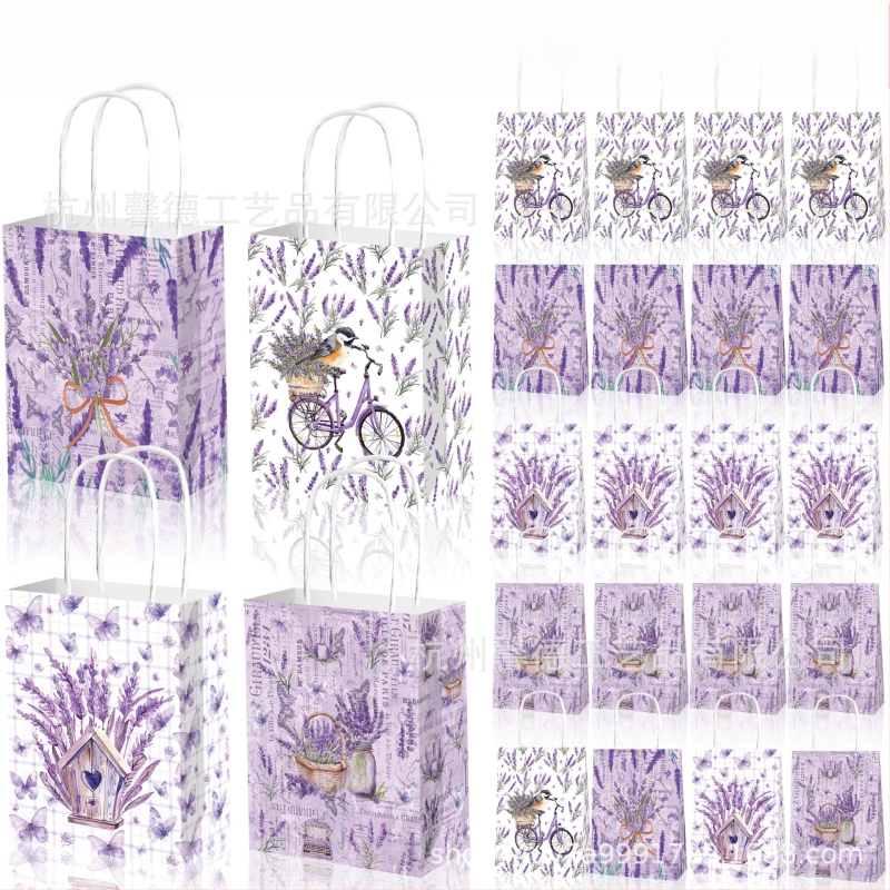 UV atspausdinta popierinė dovanų maišelė, rankinės forma, 120 g kraft popierius, pakuotė festivaliams