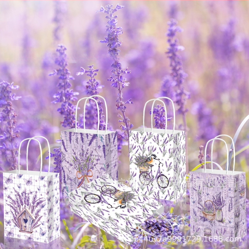 UV atspausdinta popierinė dovanų maišelė, rankinės forma, 120 g kraft popierius, pakuotė festivaliams