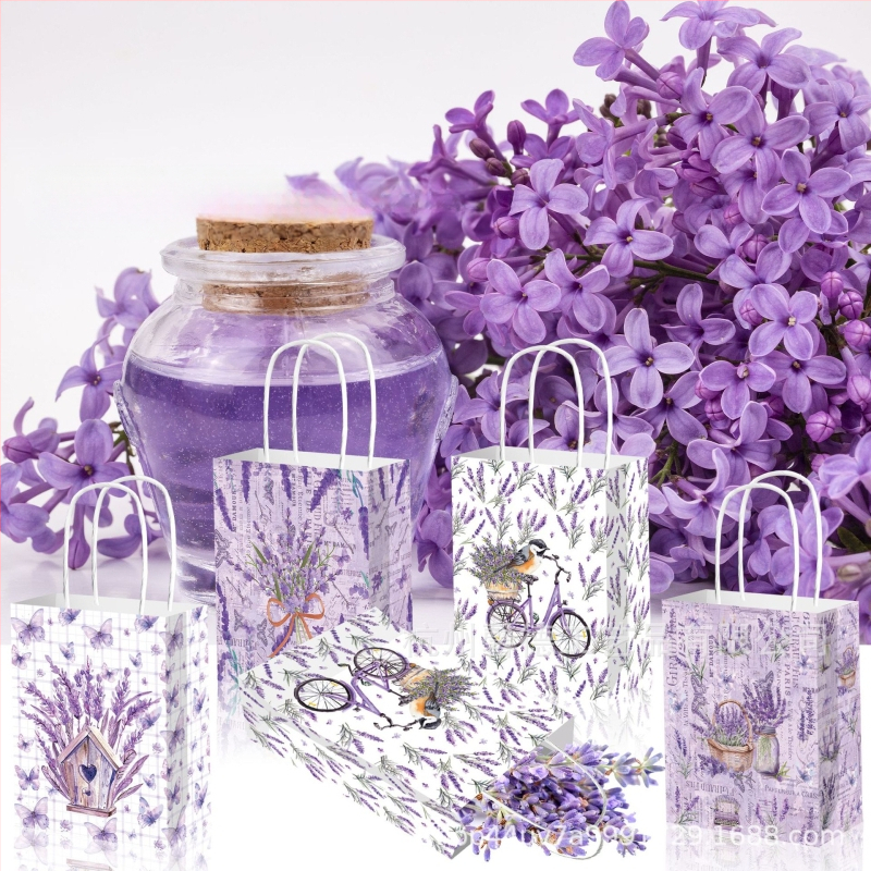 UV atspausdinta popierinė dovanų maišelė, rankinės forma, 120 g kraft popierius, pakuotė festivaliams