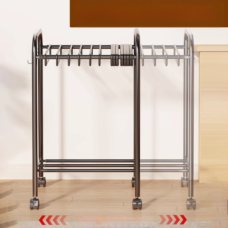 Kelnų laikymo stovas, grindinis, išimamas, daugiafunkcis, plieninių vamzdžių + PP konstrukcija, minimalistinis stilius