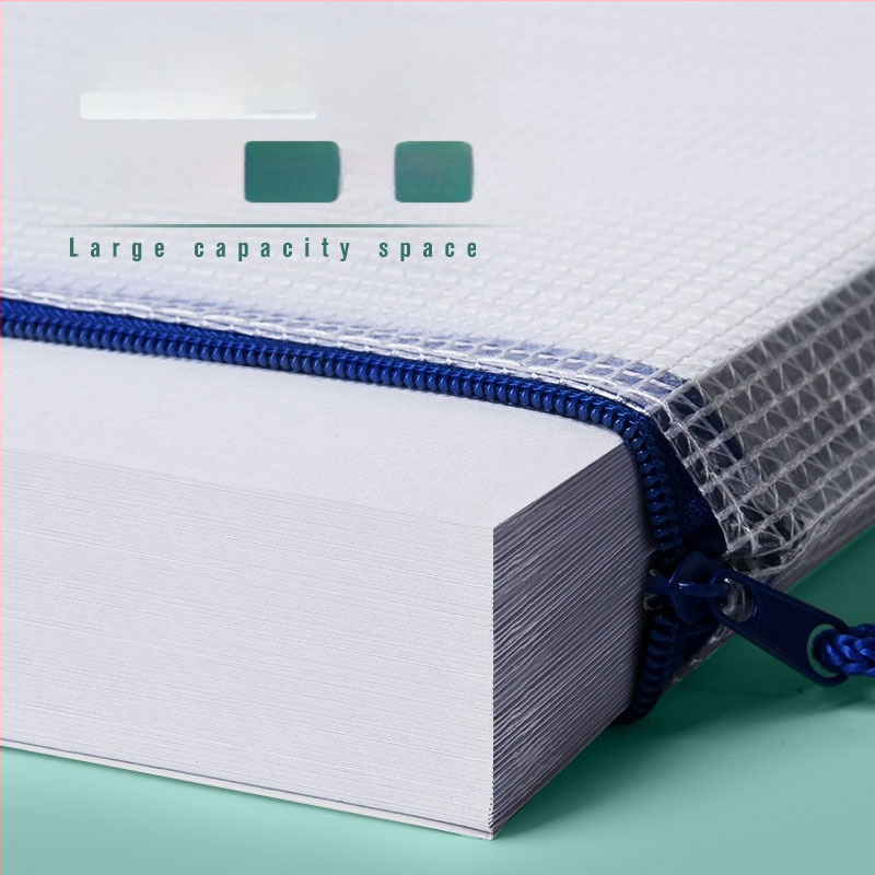 A3 документна чанта с цип, прозрачен PVC материал, водоустойчива, голям капацитет, мрежест дизайн