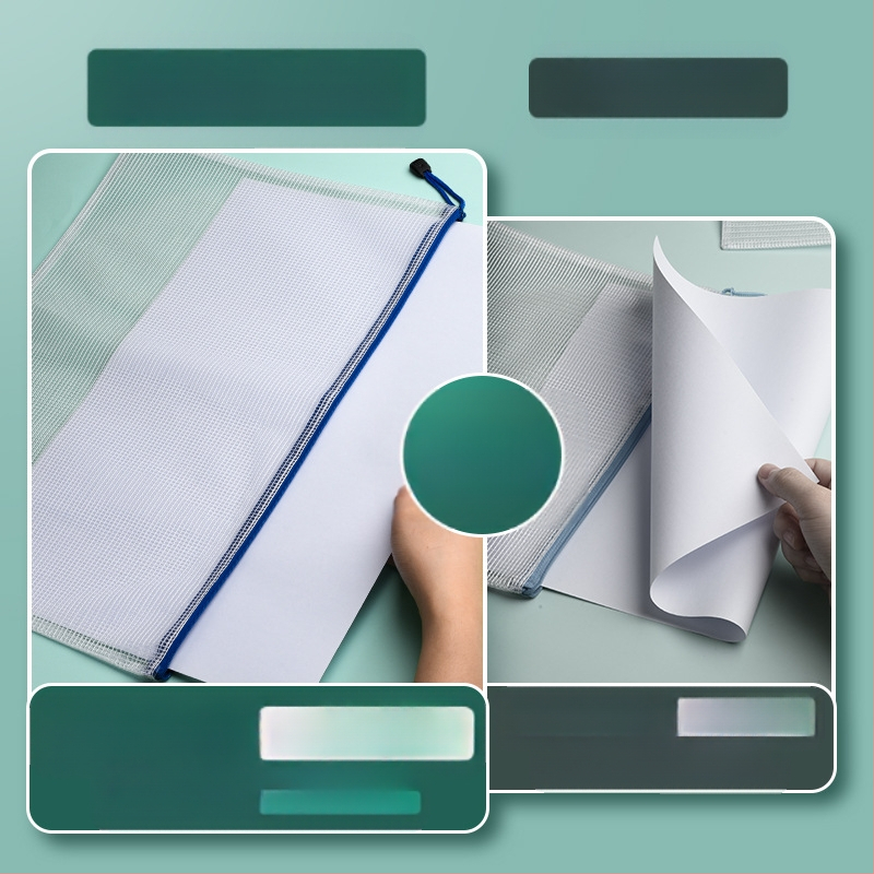 A3 документна чанта с цип, прозрачен PVC материал, водоустойчива, голям капацитет, мрежест дизайн