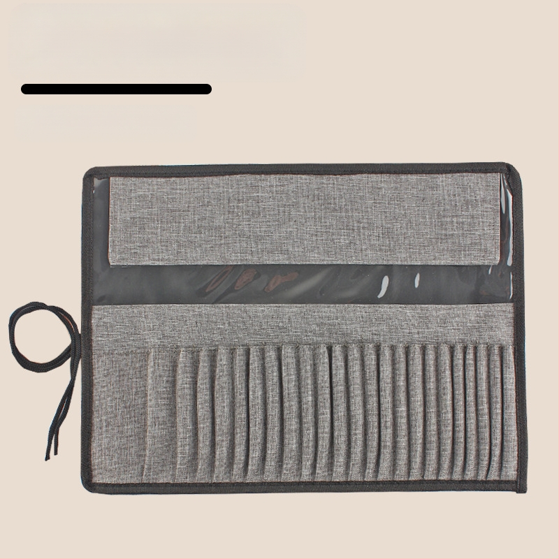 24 ecsetet tartó poliészter rol-táska olaj-, gouache- és akvarell ecsetekhez