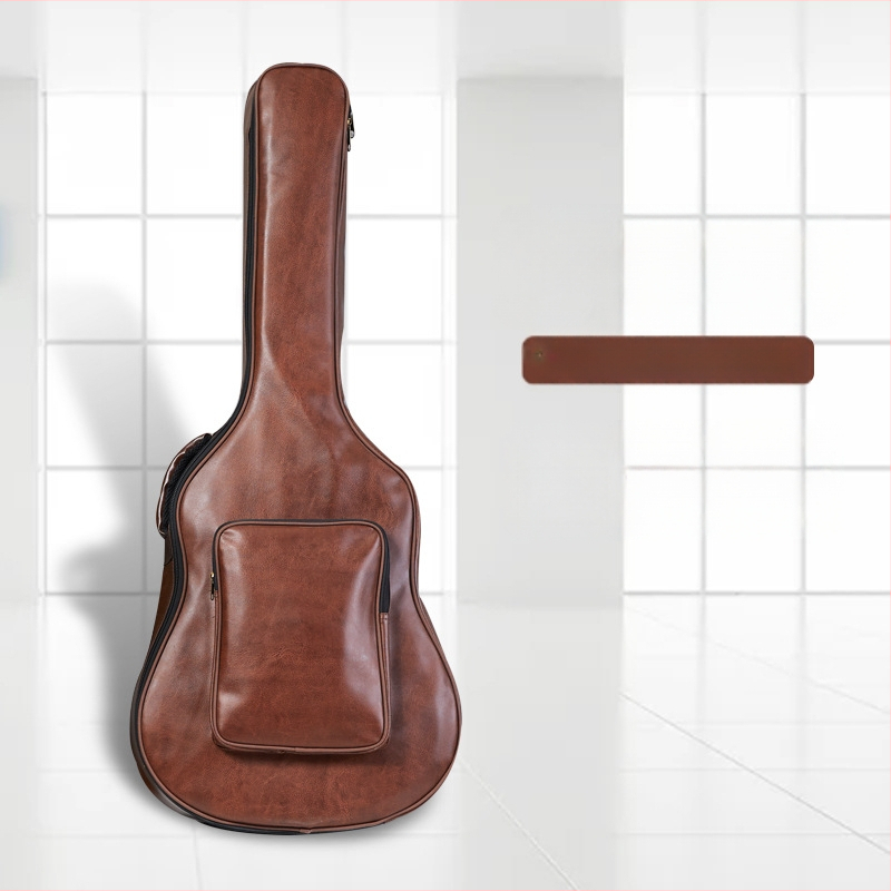 PU кожена чанта за китара, подплатена и водоустойчива, раница‑стил за акустична/фолк китара, нейлонова подплата