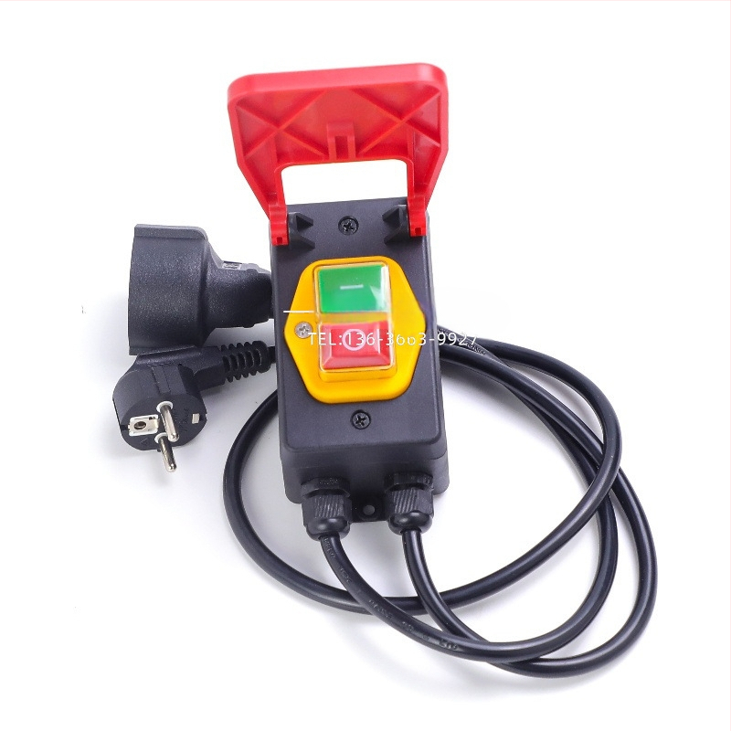 Elektriniams įrankiams saugos jungiklis su avarine mygtuku – elektromagnetinis jungiklis, 250V 16A, CE, -5–40°C